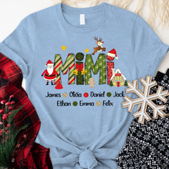 Lofaris Christmas Kids Grandma Gift Custom Name T-Shirt