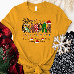 Lofaris Christmas Lights Blessed Hats Grandma Kids T - Shirt