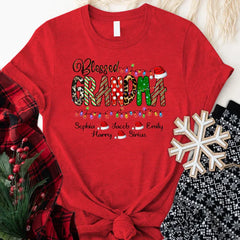 Lofaris Christmas Lights Blessed Hats Grandma Kids T - Shirt