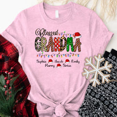 Lofaris Christmas Lights Blessed Hats Grandma Kids T - Shirt