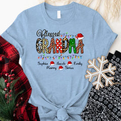 Lofaris Christmas Lights Blessed Hats Grandma Kids T - Shirt
