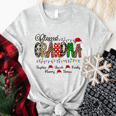 Lofaris Christmas Lights Blessed Hats Grandma Kids T - Shirt