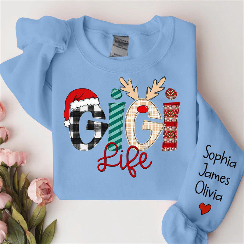 Lofaris Christmas Love Custom Grandma Life Kids Sweatshirt