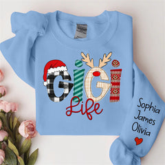 Lofaris Christmas Love Custom Grandma Life Kids Sweatshirt