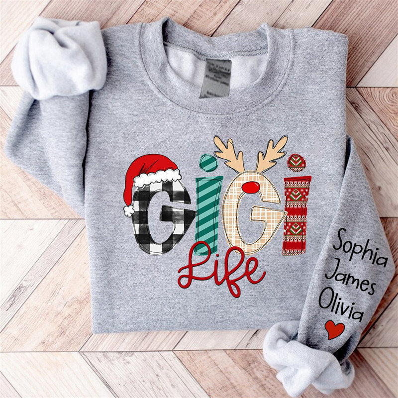 Lofaris Christmas Love Custom Grandma Life Kids Sweatshirt