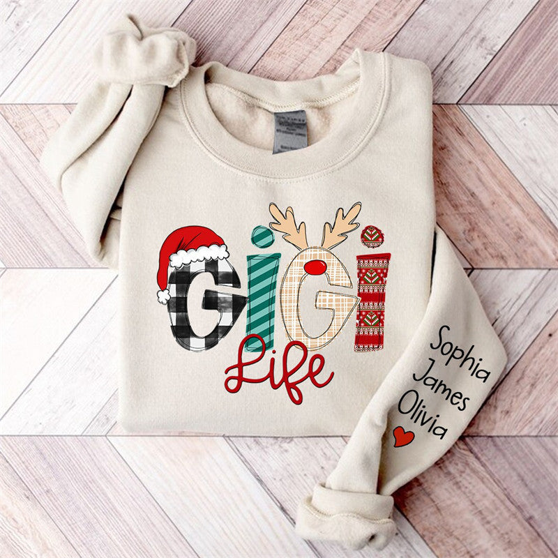 Lofaris Christmas Love Custom Grandma Life Kids Sweatshirt
