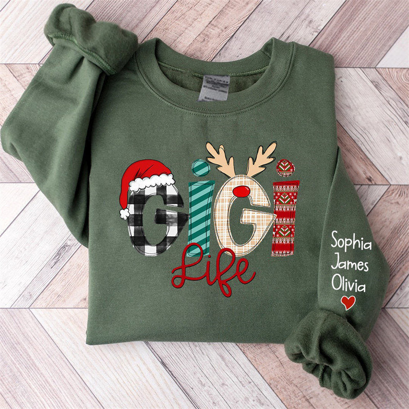 Lofaris Christmas Love Custom Grandma Life Kids Sweatshirt