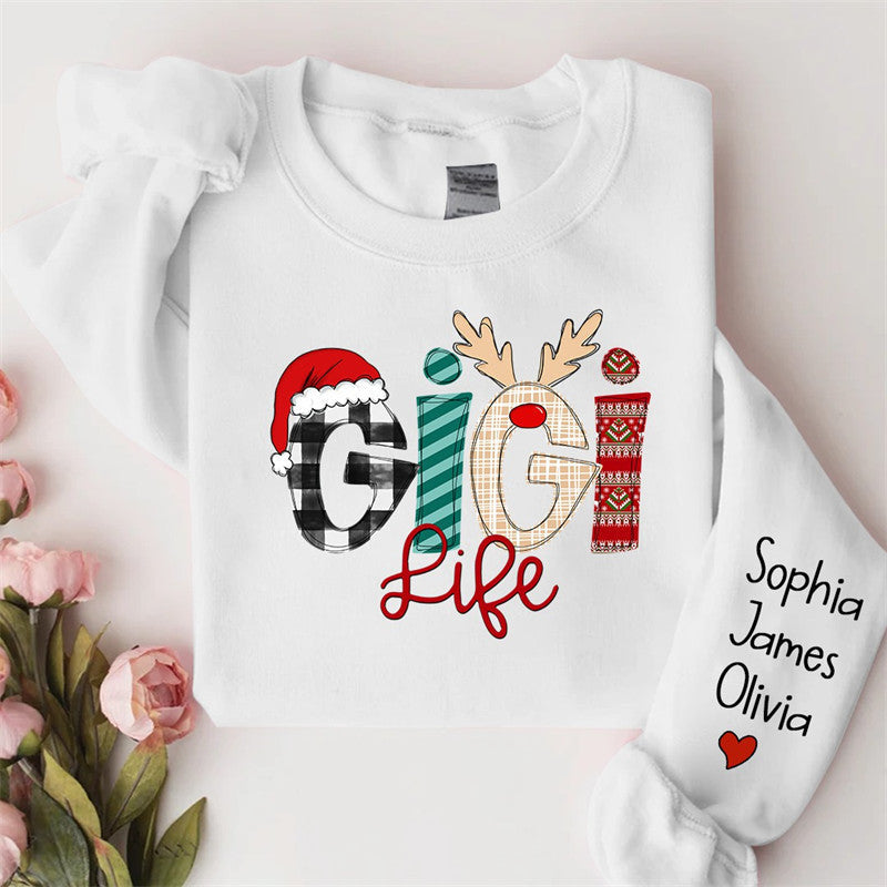 Lofaris Christmas Love Custom Grandma Life Kids Sweatshirt