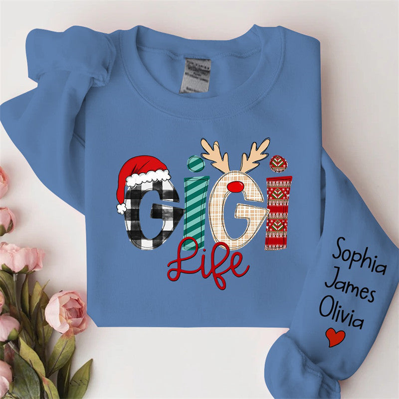 Lofaris Christmas Love Custom Grandma Life Kids Sweatshirt