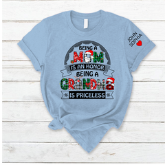 Lofaris Christmas Mom Grandma Kids Custom Name T - Shirt
