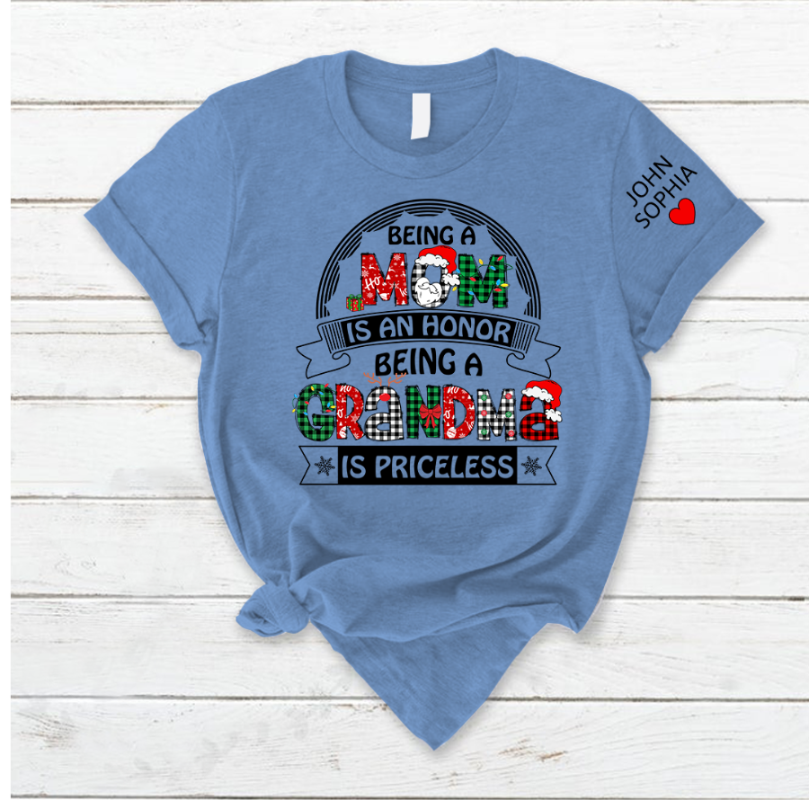 Lofaris Christmas Mom Grandma Kids Custom Name T - Shirt
