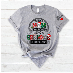 Lofaris Christmas Mom Grandma Kids Custom Name T - Shirt
