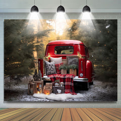 Lofaris Christmas Outdoor Red Truck Gift Portrait Backdrop