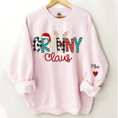 Lofaris Christmas Plaid Claus Custom Grandma Kids Sweatshirt