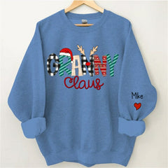 Lofaris Christmas Plaid Claus Custom Grandma Kids Sweatshirt