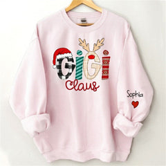 Lofaris Christmas Plaid Stripe Claus Custom Grandma Sweatshirt