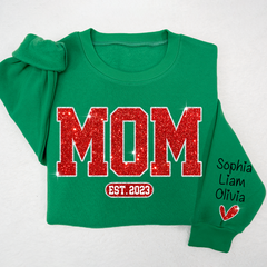 Lofaris Christmas Sparkling Mom Est Heart Custom Sweatshirt