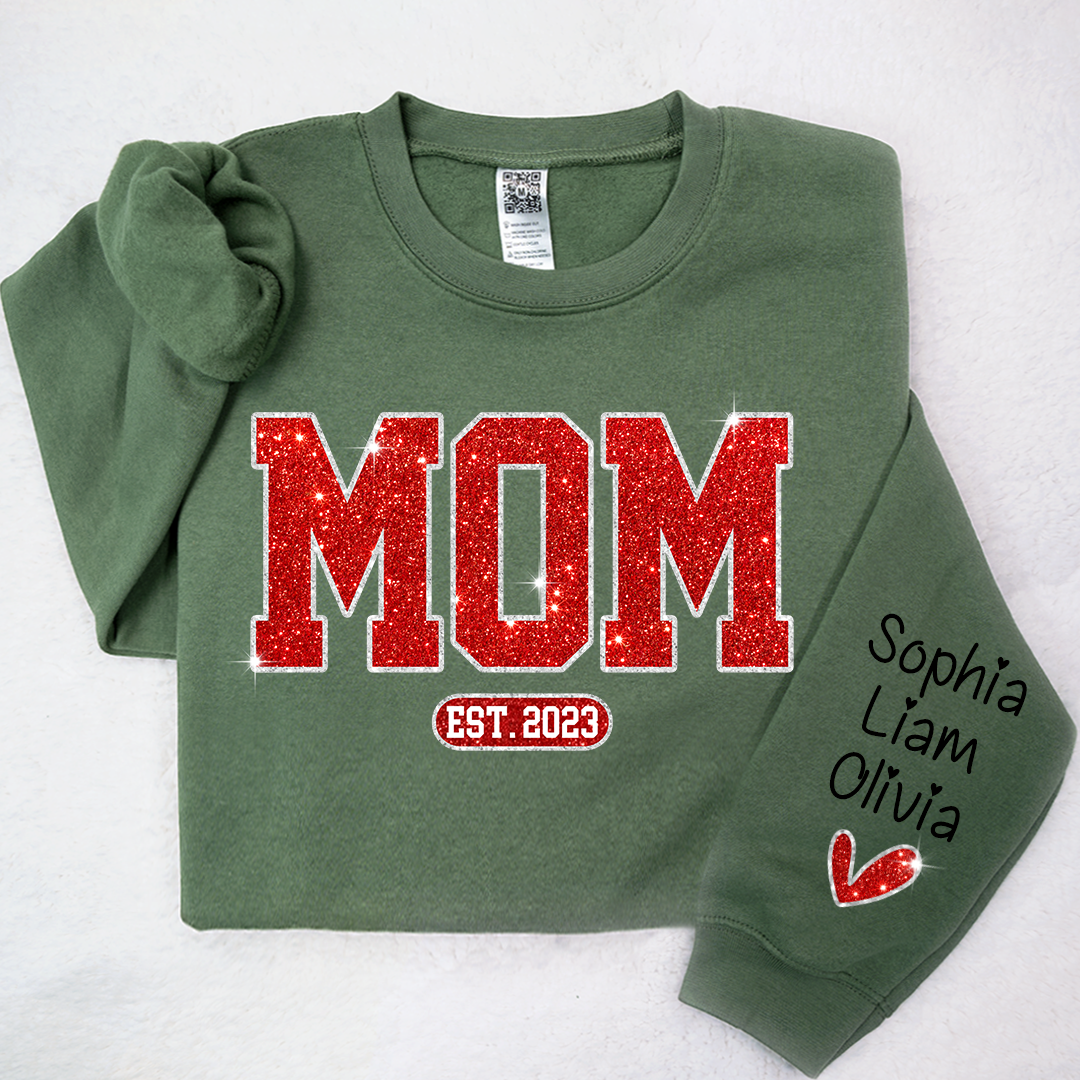 Lofaris Christmas Sparkling Mom Est Heart Custom Sweatshirt