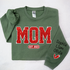 Lofaris Christmas Sparkling Mom Est Heart Custom Sweatshirt