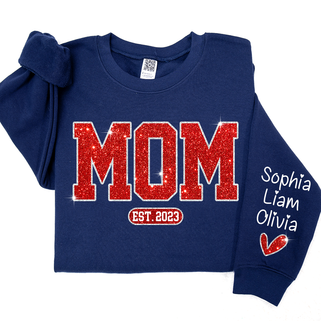 Lofaris Christmas Sparkling Mom Est Heart Custom Sweatshirt