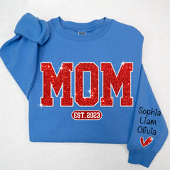 Lofaris Christmas Sparkling Mom Est Heart Custom Sweatshirt