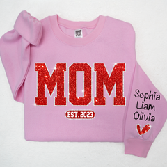Lofaris Christmas Sparkling Mom Est Heart Custom Sweatshirt