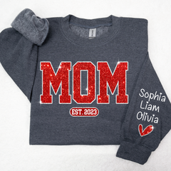 Lofaris Christmas Sparkling Mom Est Heart Custom Sweatshirt