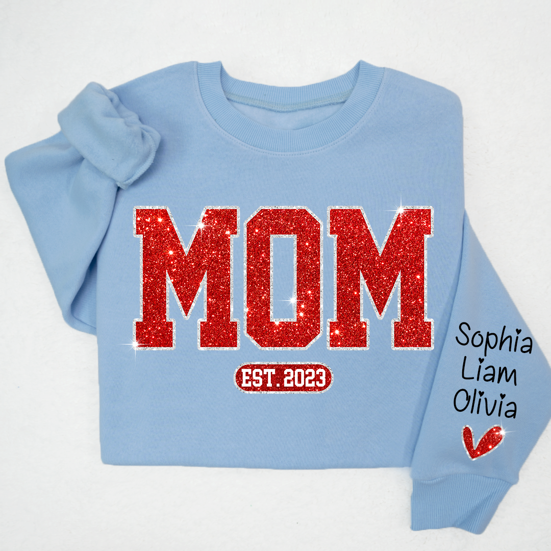 Lofaris Christmas Sparkling Mom Est Heart Custom Sweatshirt