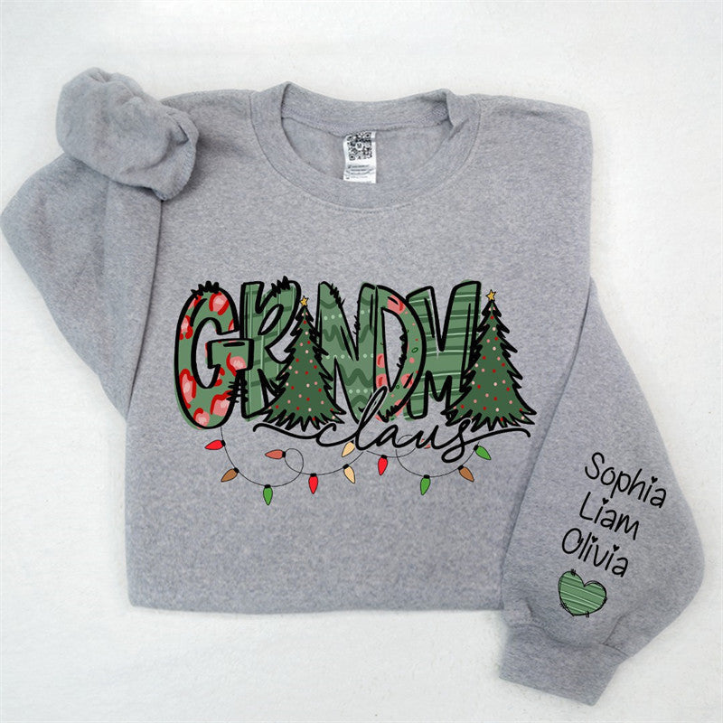 Lofaris Christmas Tree Claus Custom Grandma Kid Sweatshirt