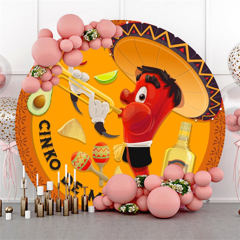 Lofaris Circle Cinco Mayo Cute Chili Mexican Fiesta Backdrop