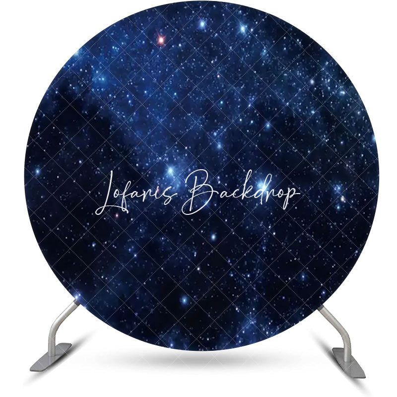 Lofaris Circle Dark Blue Universe Stars Birthday Backdrop