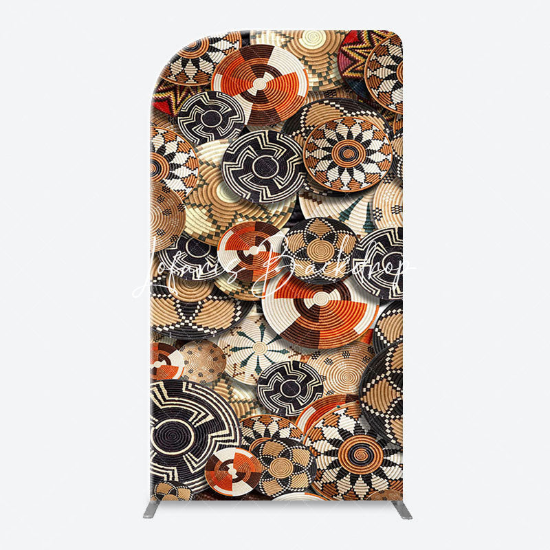 Lofaris Circle Flowers Ethiopian Basket Pattern Arch Backdrop