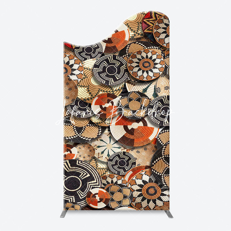 Lofaris Circle Flowers Ethiopian Basket Pattern Arch Backdrop