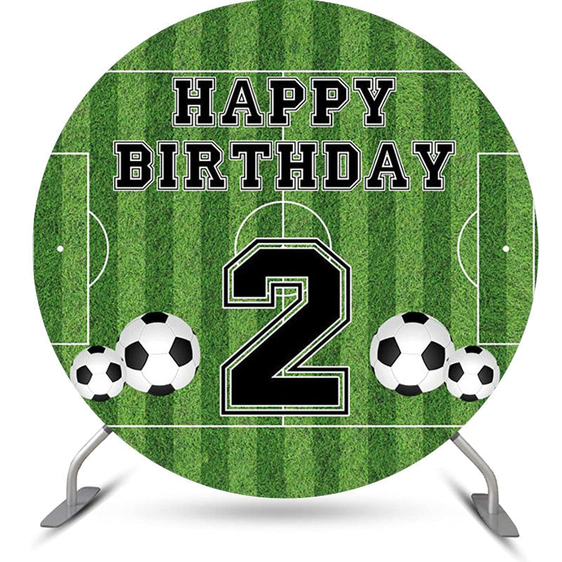 Lofaris Circle Football Field Stripe 2nd Birthday Backdrop