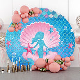 Lofaris Circle Pink Blue Shell Mermaid Starfish Backdrop