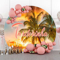 Lofaris Circle Summer Beach Scenery Round Birthday Backdrop