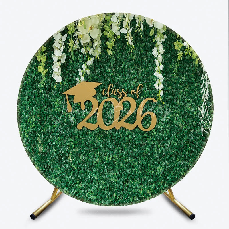 Lofaris Circle White Floral Green Leaf Class Of 2026 Backdrop
