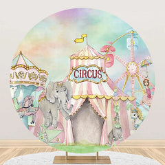 Lofaris Circus Carousel Animals Tent Round Birthday Backdrop