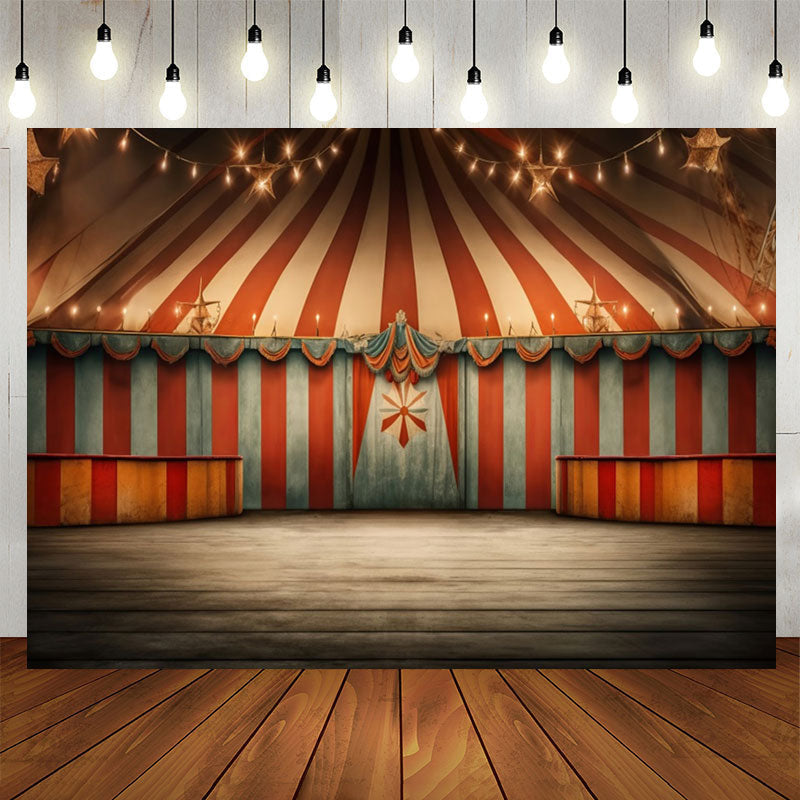 Lofaris Circus Mill Tent Red Stripes Light Birthday Backdrop