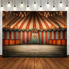 Lofaris Circus Mill Tent Red Stripes Light Birthday Backdrop