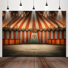 Lofaris Circus Mill Tent Red Stripes Light Birthday Backdrop