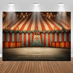 Lofaris Circus Mill Tent Red Stripes Light Birthday Backdrop