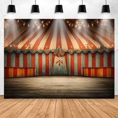 Lofaris Circus Mill Tent Red Stripes Light Birthday Backdrop