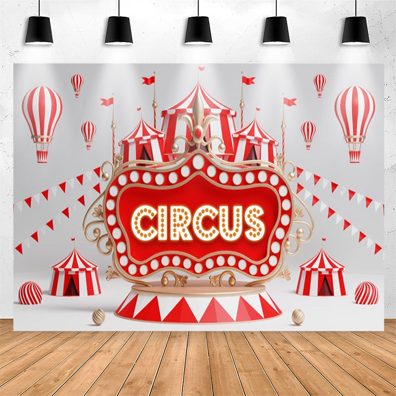 Lofaris Circus Red Light Sign Flags Tent Birthday Backdrop