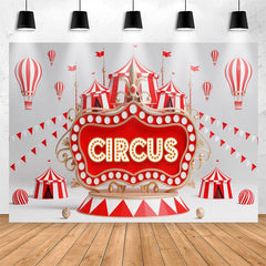 Lofaris Circus Red Light Sign Flags Tent Birthday Backdrop