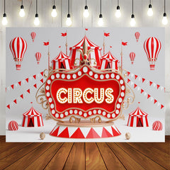 Lofaris Circus Red Light Sign Flags Tent Birthday Backdrop