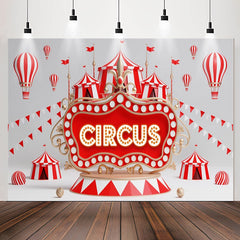 Lofaris Circus Red Light Sign Flags Tent Birthday Backdrop