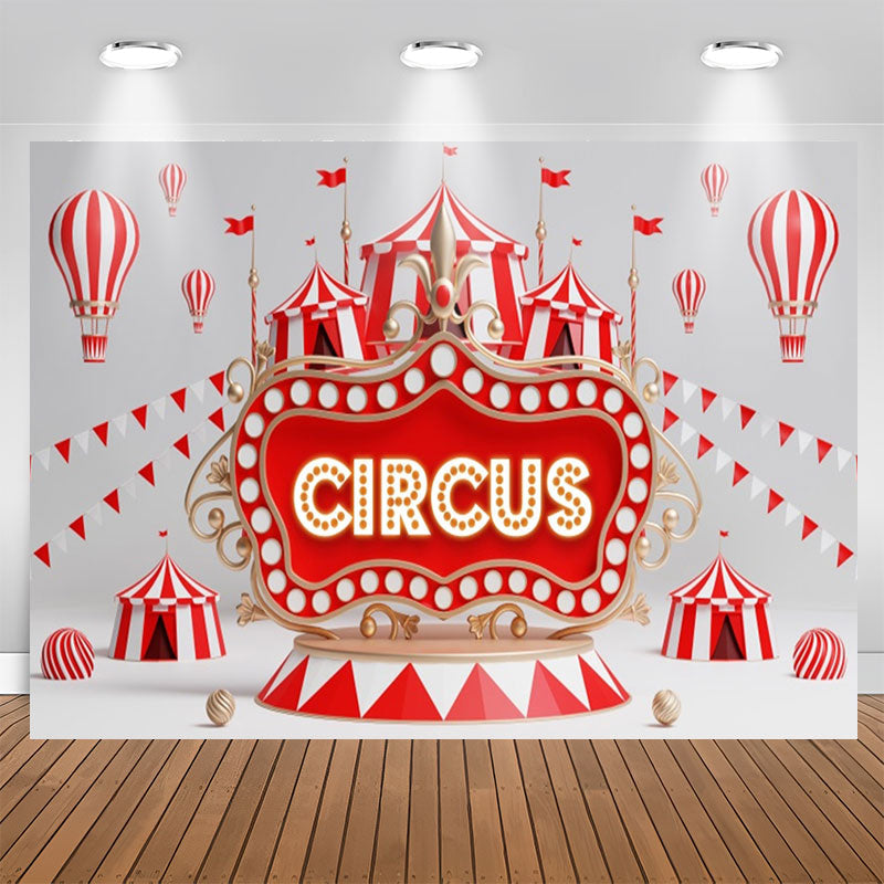 Lofaris Circus Red Light Sign Flags Tent Birthday Backdrop