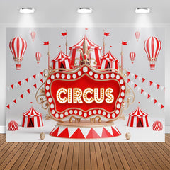 Lofaris Circus Red Light Sign Flags Tent Birthday Backdrop