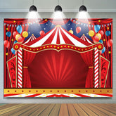 Lofaris Circus Red Tents Stars Carnival Birthday Backdrop